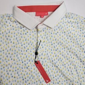 NWT REDVANLY Mens XL Ashland Polo Golf Shirt White Bright Floral AOP‎ PUREpoly